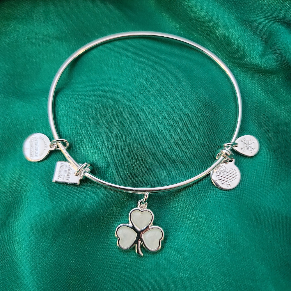 Alex And Ani 3 Leaf Clover Silver Charm Bangle 2019